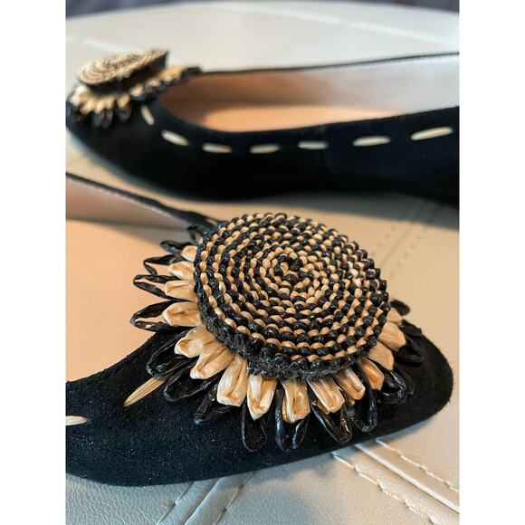 Donald J Pliner Black Bibbi Suede Leather Pointed Toe Flats Size 7 - Picture 9 of 16